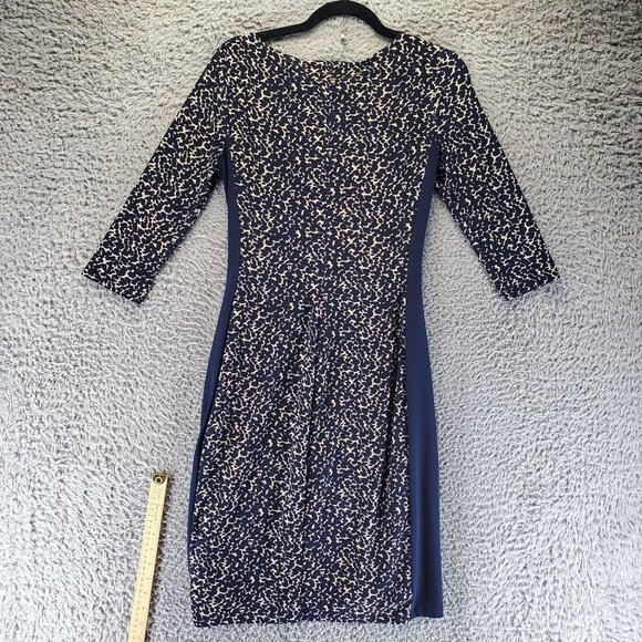 Lauren Ralph Lauren Dress Womens 4 Blue Sheath Animal Print Side Panels Stretch - Picture 8 of 9